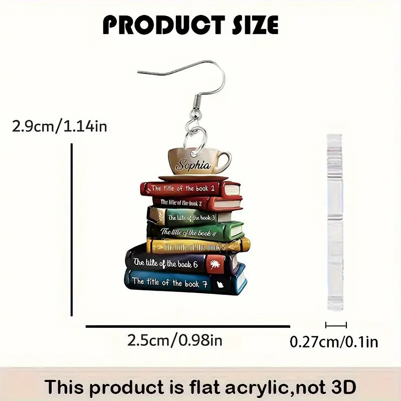 Acrylic Stack of Books Dangle Earrings