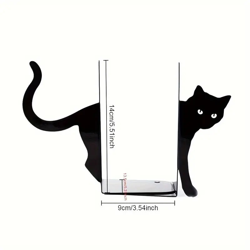 Decorative Black Metal Cat Bookend