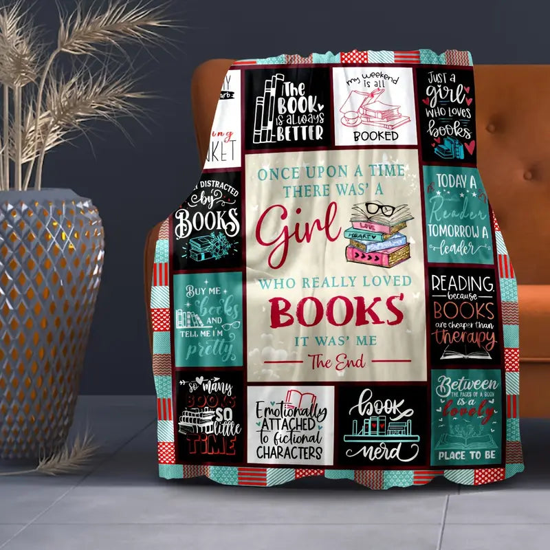 100% Fleece Small Cat Bookshelf Printed Throw Blanket