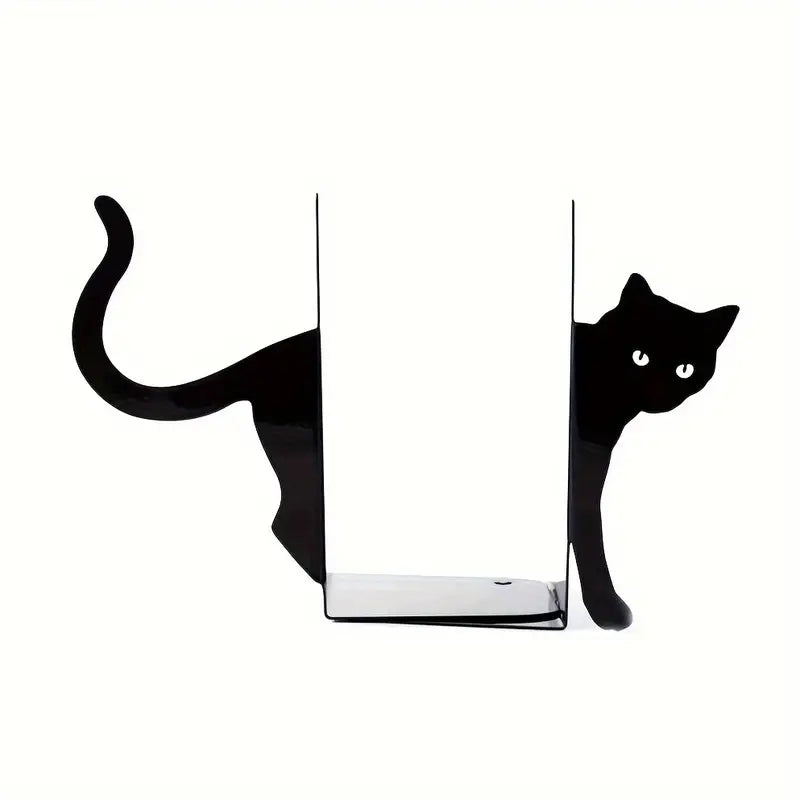 Decorative Black Metal Cat Bookend