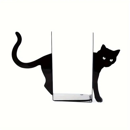 Decorative Black Metal Cat Bookend
