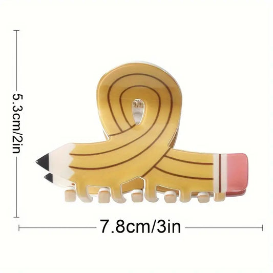 Yellow Pencil-Shaped Hair Clip