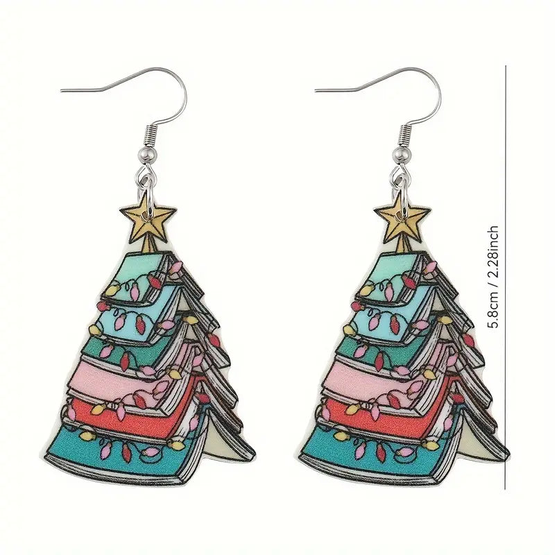 Christmas Tree Books Earrings