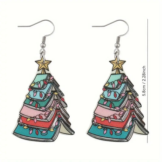 Christmas Tree Books Earrings